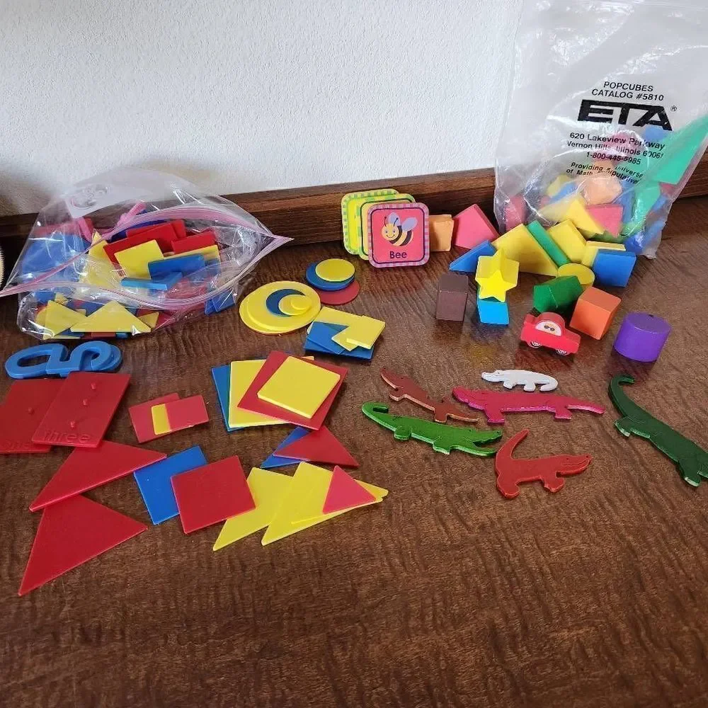 Tangram wooden plastic foam toys puzzle jigsaw build create bundle colorful brig